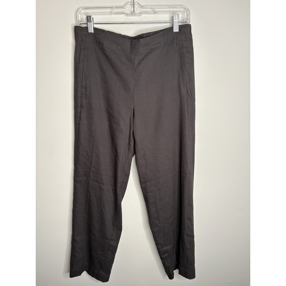 J Jill  Linen Stretch Pants Womens Petite 8 Gray Comfort‎ Pull On Elastic Waist